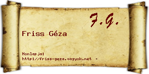 Friss Géza névjegykártya