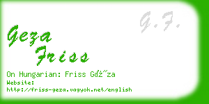 geza friss business card